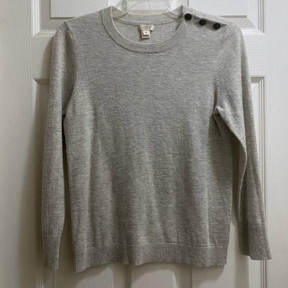 J. Crew Sweater Women’s Size Medium Gray Merino Wool Blend Sweater - Picture 1 of 5